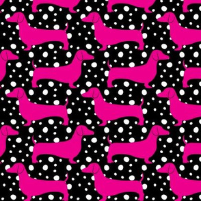 Polka Dachshunds (Black and Pink)