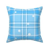 Bright snow - light blue plaid with small snowflakes