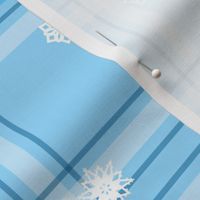 Bright snow - light blue plaid with small snowflakes