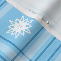 Bright snow - bright blue plaid with big snowflakes