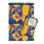 pop art groovy anthro cat in glasses