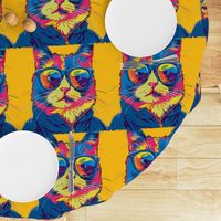 pop art groovy anthro cat in glasses