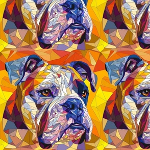 geometric watercolor portrait of a bulldog