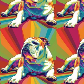 rainbow bulldog in watercolor brilliance