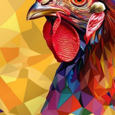 gold geometric watercolor chicken