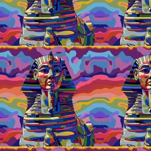 ancient egyptian rainbow pharaoh sphinx lion