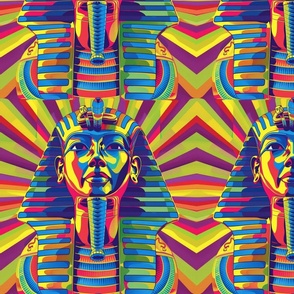 pharaoh king in rainbow neon ancient egypt
