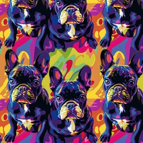 groovy purple french bull dog kawaii cuteness collage