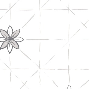 Minimilist Flower Trellis_ Bright and soft_Black and White Collection