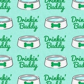 Drinkin' buddy - dog fabric - mint/aqua - C24