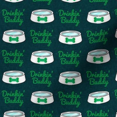 Drinkin' buddy - dog fabric - green/navy - C24