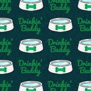 Drinkin' buddy - dog fabric - green/navy - C24