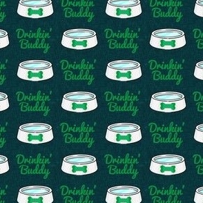 (small scale) Drinkin' buddy - dog fabric - green/navy - C24