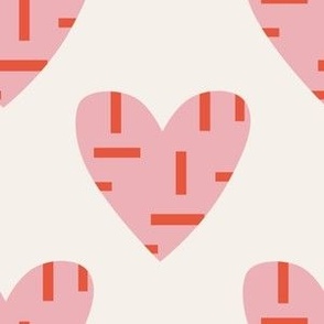 Small -Valentines! Cool, modern hearts for kids bedroom, clothing and wallpaper, pink, white, red
