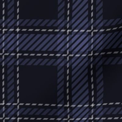 Dark Snow - navy broken line plaid