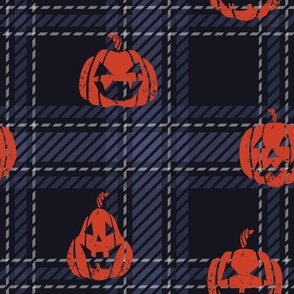 big laughing jack'o'lanterns - Dark navy broken line plaid