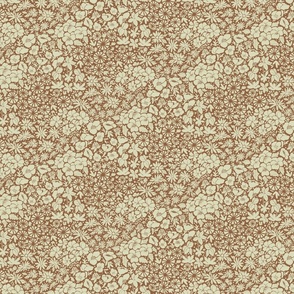 Melon Green on Brown // Cheerful Millefleur // Small Scale