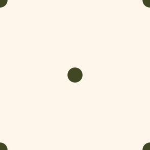 Extra Large_1.2" Dark Olive Green Polka Dots on White Background