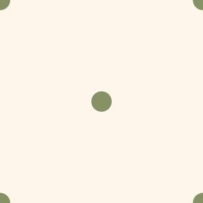 Extra Large_1.2" Medium Olive Green Polka Dots on White Background