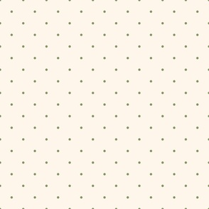 Extra Small_0.1" Medium Olive Green Polka Dots on White Background