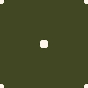 Extra Large_1.2" White Polka Dots on Dark Olive Green Background