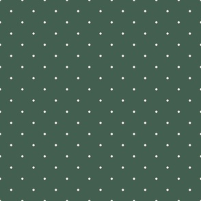 Extra Small_0.1" White Polka Dots on Cool Green Background