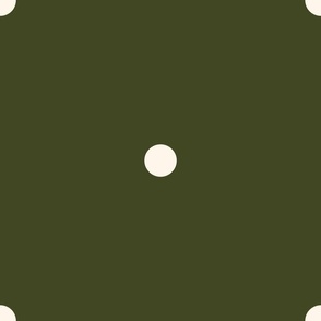 Large_0.8" White Polka Dots on Dark Olive Green Background