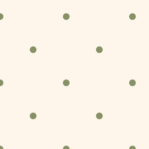 Medium_0.4" Medium Olive Green Polka Dots on White Background
