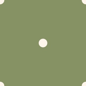 Large_0.8" White Polka Dots on Medium Olive Green Background