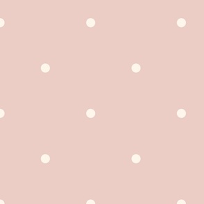 Medium_0.4" White Polka Dots on Light Dusty Pink Background