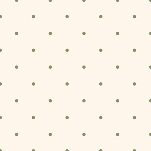 Small_0.2" Medium Olive Green Polka Dots on White Background