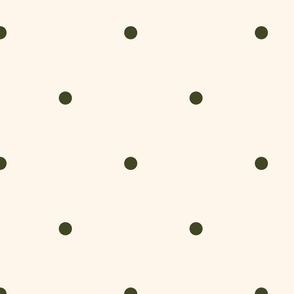 Medium_0.4" Dark Olive Green Polka Dots on White Background