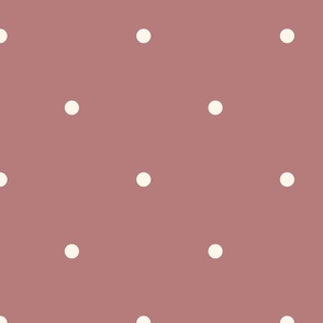 Medium_0.4" White Polka Dots on Medium Dusty Pink Background