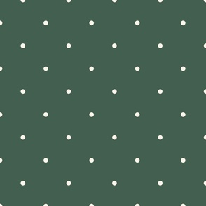 Small_0.2" White Polka Dots on Cool Green Background