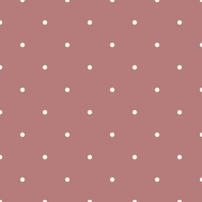 Small_0.2" White Polka Dots on Medium Dusty Pink Background
