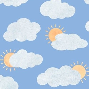 Cloudy and sunny blue sky nursery pattern