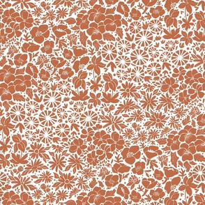 Terracotta on Off White  // Cheerful Millefleur // Medium Scale