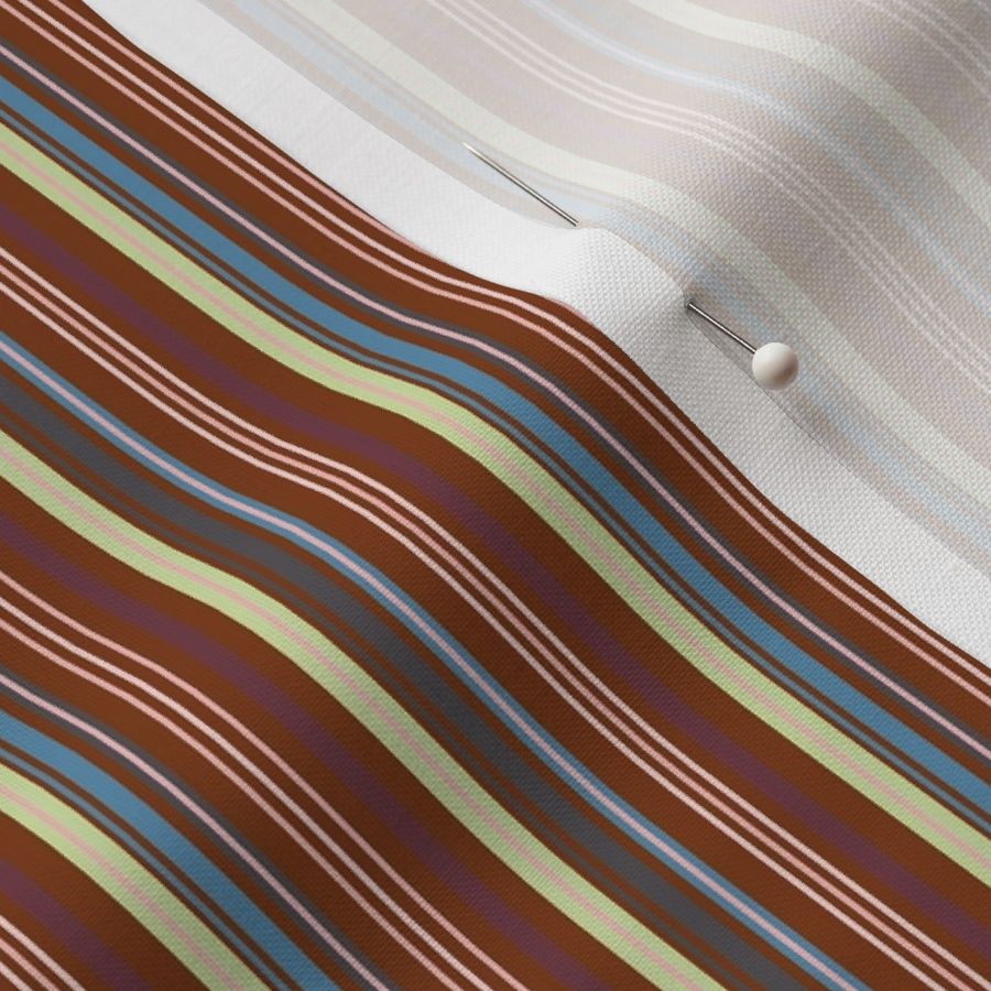 small multicoloured bayadere stripes on rust