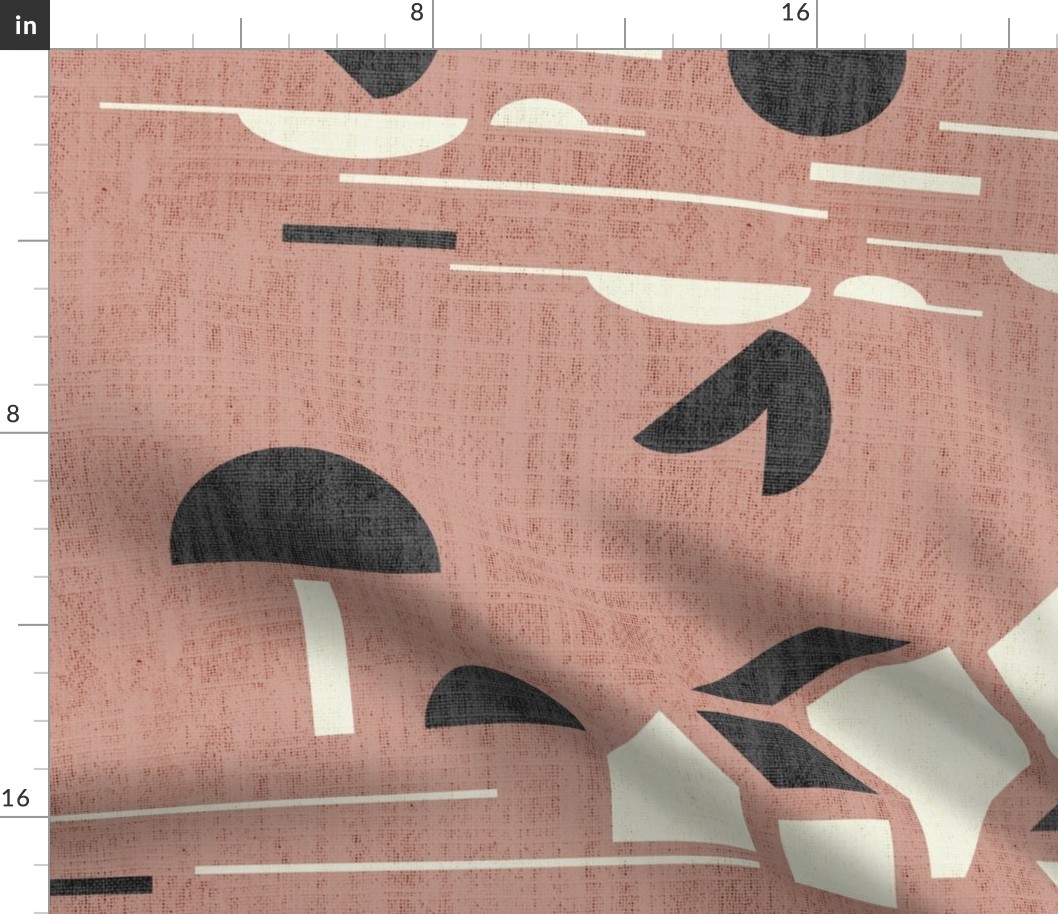 Bauhaus Landscape- Minimalist Abstract Geometric- Warm Neutrals- Pink Clay Ivory Black- Large Scale