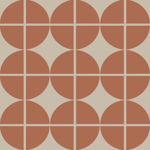 (L) Dots Diamonds and Squares - Minimal Mod Geo - Terracotta Brown on Earthy Beige