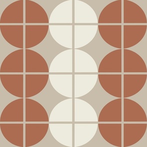 Dots Diamonds and Squares - Minimal Mod Geo - Pebble White, Terracotta Brown and Earthy Beige
