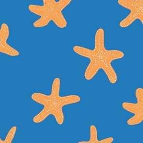 Starfish - Under the Sea - Organic Texture - Sea Creature - Boho Ocean - Orange x Blue