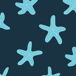 Starfish - Under the Sea - Organic Texture - Sea Creature - Deep Ocean - Bright Neon Blue x Blue