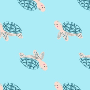 Sea Turtles  - Turtle Friends - Turtle Family - Sea Creatures - Joyful Animals - Under the Sea - Aqua