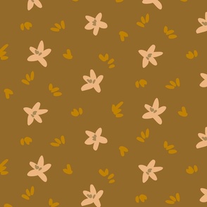 Scattered flowerlets –  beige , light brown and dark brown           // Big scale