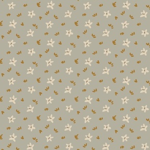 Scattered flowerlets –  cream , brown and grey          // Small scale