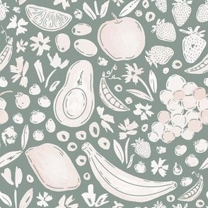 Fruits, Veggies, and Florals - Blush & Sage - Watercolor