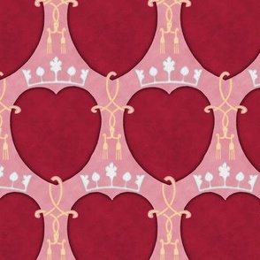 1898 Vintage Hearts and Crowns by CFA Voysey in Burgundy - Coordinate