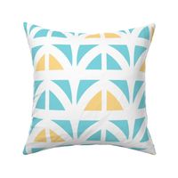 Modern Geometric in Turquoise Aquamarine, Yellow, and White - Large - Bright and Colorful, Playful Abstract, Kids Mod Geo