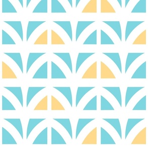 Modern Geometric in Turquoise Aquamarine, Yellow, and White - Large - Bright and Colorful, Playful Abstract, Kids Mod Geo